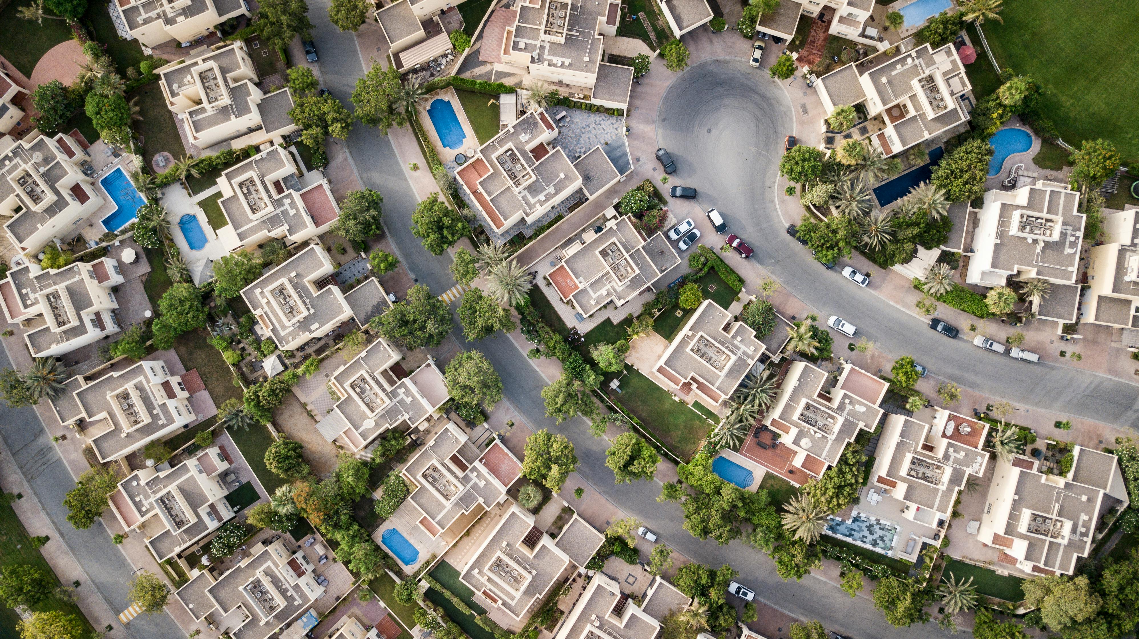 Aerial view of residential estate